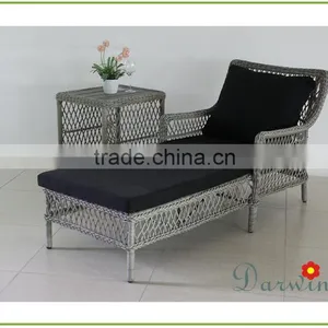 Sun Loungers With Side Table Garden Rattan Sofa Lounger thumbnail-1