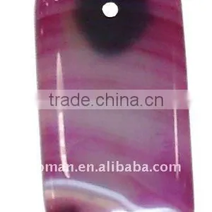 50x35mm Rectangle Pink Agate Semi Precious Stone Heart Pendant thumbnail-1