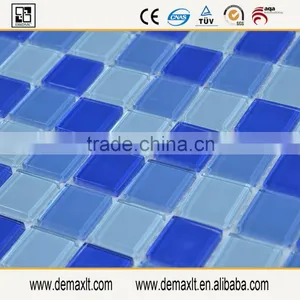 Dezhou Interior Decorative 300x300mm Square Shape Blue Glass Mosaic Design thumbnail-2