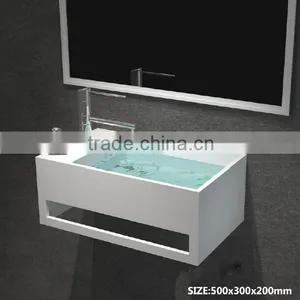 Sanitary Ware Bathroom Solid Surface Wash Hand Basins,Wall Hung Solid Surface Wash Basins, Stone Resin Wash Basin thumbnail-3