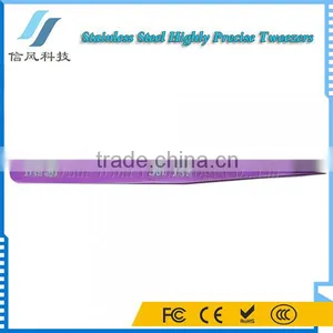 BST-10C Stainless Steel Highly Precision Tweezers Pro Tool Tweezers Purple thumbnail-6
