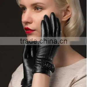 Custom Black Genuine Leather Gloves Girls Genuine Leather Gloves thumbnail-2