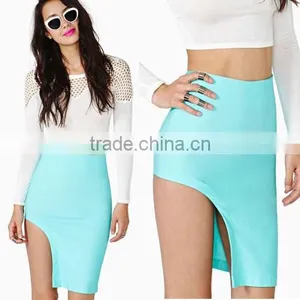 Fashion Ladies Women Sexy Solid Slim Asymmetric Hem Casual Mini Skirt thumbnail-1