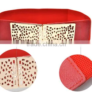 2014 Best PU Leather Belt Gold Metal Waist Belt thumbnail-1