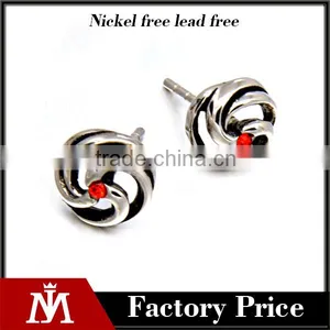 Fashion Women Stainless Steel Silver Charm Jewelry Crystal Elegant Cruved Earrings thumbnail-1