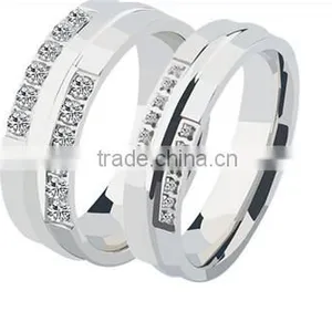 Eternity Style Zircon Casting Stering Silver Charm 316l Stainless Steel Wedding Band Ring for Lovers thumbnail-2