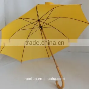 Years Factory Wholesale Cheap Yellow Umbrellas Manufacturer China With Bamboo Handle thumbnail-1
