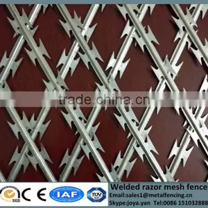 China Factory Suppling Diamond Hole 1.2m to 2.4m Width Anti Climb Hot Dip Galvanized Solid Steel Frame Welded Razor Mesh Fencing thumbnail-5