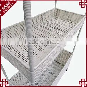 S&D Handicraft 3-layers PE Rattan Palstic White Hanging Storage Rack Shelves thumbnail-3