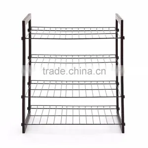 Vivinature 12-pair Shoe Rack Black Steel Wire With Wood Frame thumbnail-5
