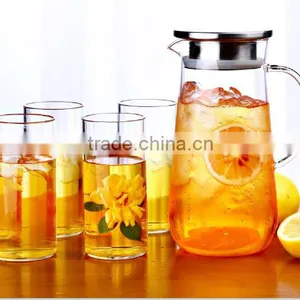 Clear Glass Water Jug Set With Two Glass Water Cups thumbnail-4