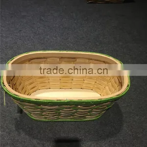 Square Strip Basket Colorful Wooden Bicycle Basket thumbnail-2