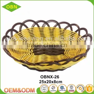 Fancy Modern Design Handmade Flat Oval Woven PP Plastic Fruit Basket thumbnail-3