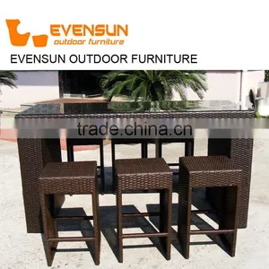 China EVENSUN Rattan Outdoor Wicker Long Bar Table Outdoor Bar Stool thumbnail-1