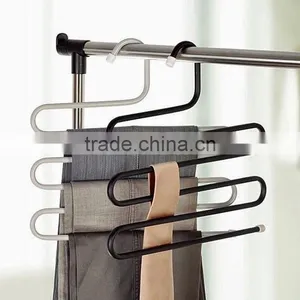 High Quality 5 Tiers S-shaped Multi Trousers Towels Hangers Wardrobe Metal Racks thumbnail-3