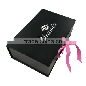 Custom Black Ribbon Closures Rigid Cardboard Collapsible Gift Box for Bra Packaging thumbnail-4