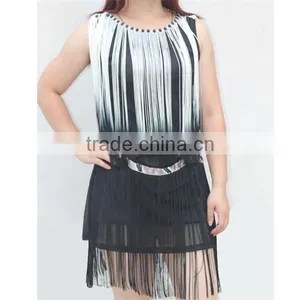 Porpular Elegant Ladies' Tie Dye Tassel Nipped Waists Dress thumbnail-1