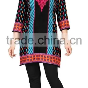 Canvas Crepe Glamour Styles Printed Kurtis thumbnail-3