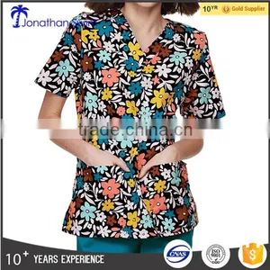 2016 Fashion Printed Design Hospital Nurse Scrubs Uniforms thumbnail-1