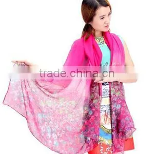 Fashion Women Chiffon Scarf Floral Print Drive Travel Shawl Beach Style Slik Wrap Pashmina thumbnail-2