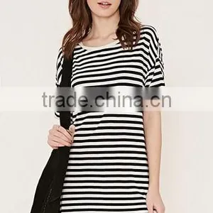Contracted Stripe Straight Dress With Short Sleeves thumbnail-1