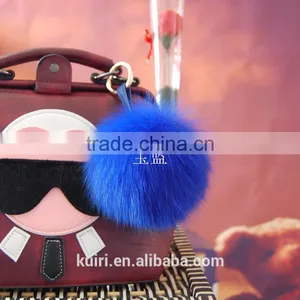 Wholesale for Handbag Material Fox Fur Pom Poms Keychain Fox Fur Plush Fur Balls Bag Charms thumbnail-6