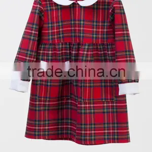 Hot Sale Mom And Daughter Dress Christmas Red Plaid Patry Dress For Mother and Daughter thumbnail-3