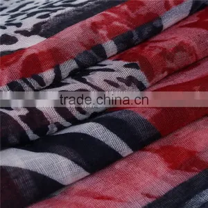 Voile Scarves & Wraps Rectangle Black Wine Red Leopard Print Scarves thumbnail-2