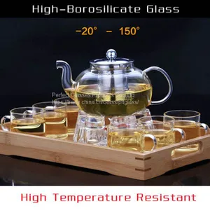 Wholesale Handmade 600ML,800ML Tempered Glass Tea & Coffee Pot Tea Maker Infuser With Stainless Steel Basket thumbnail-2