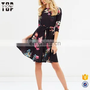 Oem Women Dresses 3/4 Sleevefloral Print Girls Autumn Dress Names With Pictures thumbnail-4