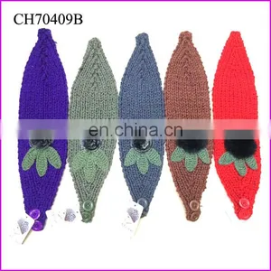 Wholesale Fashion Crochet Headband With Rabbit Pom Pom Fur thumbnail-1