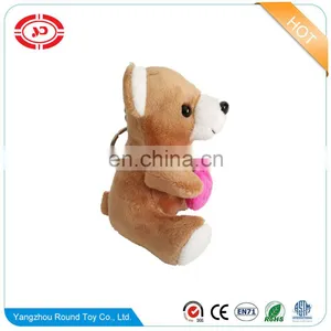 Teddy Brown Soft Stuffed Plush Valentines With Heart Keychain Toy thumbnail-3