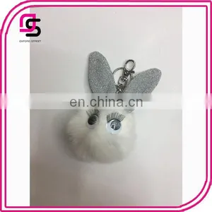 2017 Fashion Latest Popular Trendy Key Pom Kerying Cute Animal Fur Fault Ball Key Chain thumbnail-1