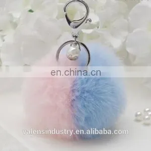 OEM Customized Colorful Fluffy Faux Fur Pom Pom Ball Keychain Pom Poms Pendant for Woman Cellphone/handbag/hats/Car thumbnail-1