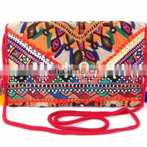 Designer Mirror Work Clutch- Women's Mirror Work Clutch- Hand Embroidered Banjara ClUTCH thumbnail-1