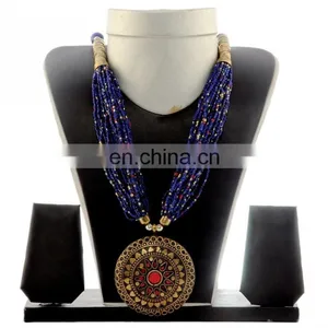 Banjara Pearl Beded Western Necklace-Indo Western Banjara Necklace-Costume Peacock Style Jewelary thumbnail-5