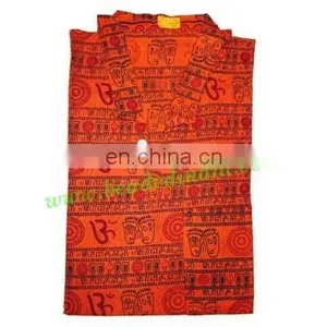 Half Sleeve Short Yoga Kurta in Cotton, Size : Chest 110 x Height 69 x Sleeve 25 Centimeters. thumbnail-6