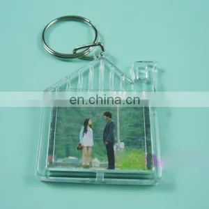 2017 Custom House Shape Acrylic Photo Keychain With Decoration Key Ring Gifts thumbnail-1