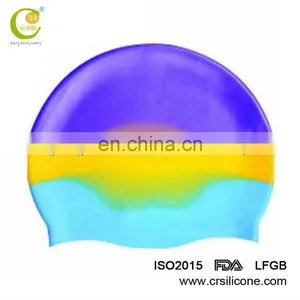 Colorful Customized Logo Available Printed Embossed Silicone Swimming Cap thumbnail-4