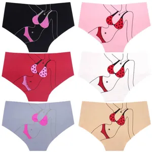 Yun Meng Ni Sexy Underwear Women Lady Body Printing Hipister Shorts Seamless Mature Panties thumbnail-3