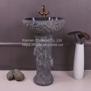 G654 Granite Pedestal Sinks,Grey Granite Wash Basins, Nature Stone Bathroom Sinks thumbnail-2