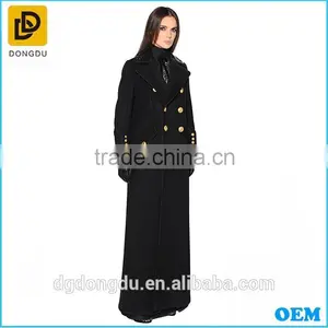 Black Double Breasted Maxi Ladies Wool Long Winter Wool Coats thumbnail-1