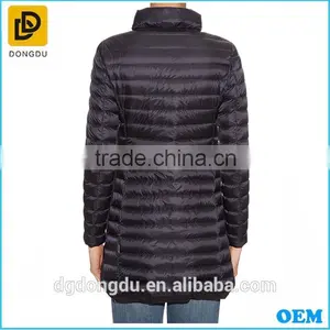 Fashion Black Color Long Duck Down Jacket Coat Without Hood thumbnail-3