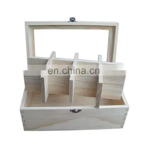 Natural Eco-friendly Simple Useful Style Wood Tea Storage Box Packaging With Clear Lid thumbnail-1