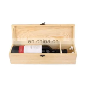 Hot Sale Unfinished Pine Cheap Empty Single Wooden Wine Box thumbnail-2