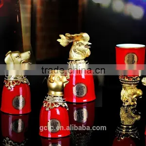 Bone China Chinese Zodiac Goblet With Yellow Glaze and Red Glaze thumbnail-2