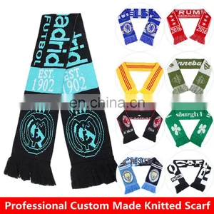 Fashionable Knitted Jacquard Scarf Wholesale Custom Logo Winter Scarf Fan Sports Soccer Football Fan Scarfs thumbnail-2