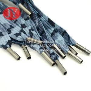 Custom Flat Polyester Rope With Metal Aglet Tips Shoealce Brass Aglet Cord Ends for Sweat Pants thumbnail-3
