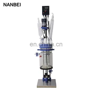 High Pressure Chemical Lab Size Mixing Double Layer Glass Reactor Bioreactor thumbnail-3
