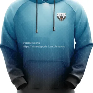 Blue Customized Sublimation Hoodie With Pocket thumbnail-1